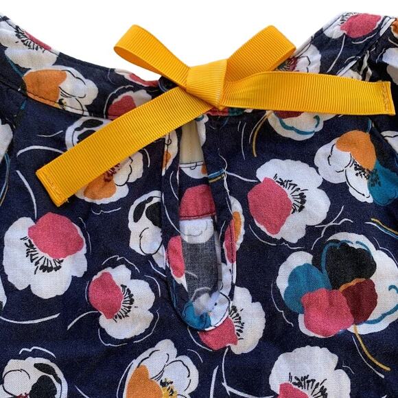 Hanna Anderson Floral Shift Dress Girls 5 110 Multicolor Long Sleeve Bow Unlined - Picture 8 of 9